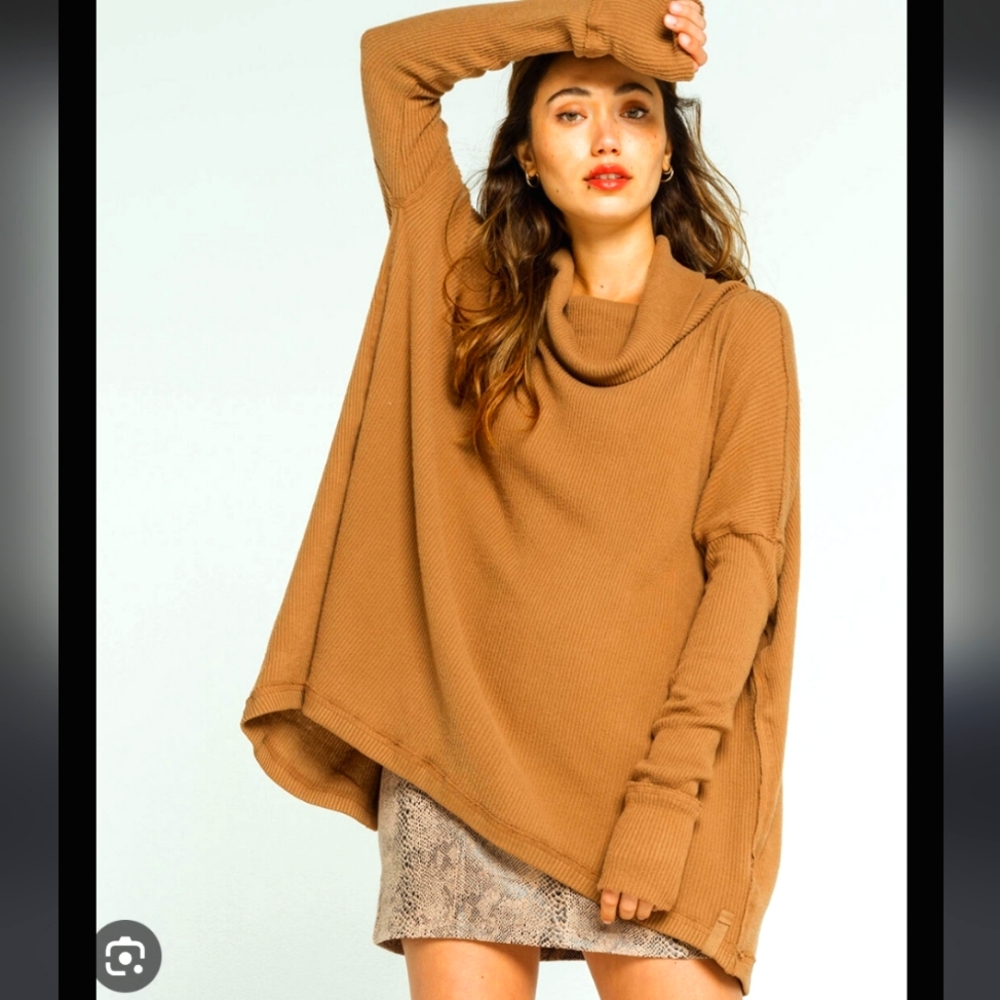 NWT Free People JUICY Canyon Moon Cowl Neck Crossover Open Back Sweater Top